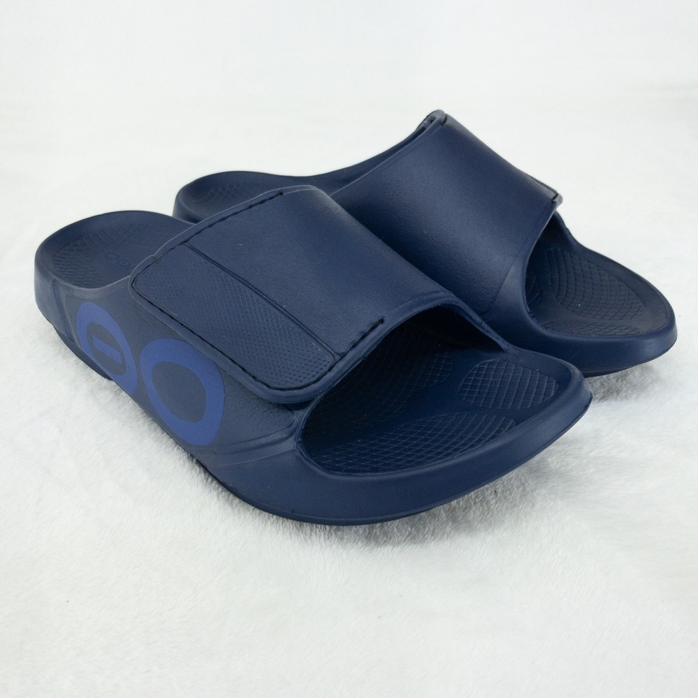OOFOS OOahh Sport Flex Slide Sandals Mens 7 Womens 9 Blue  Comfort Recovery